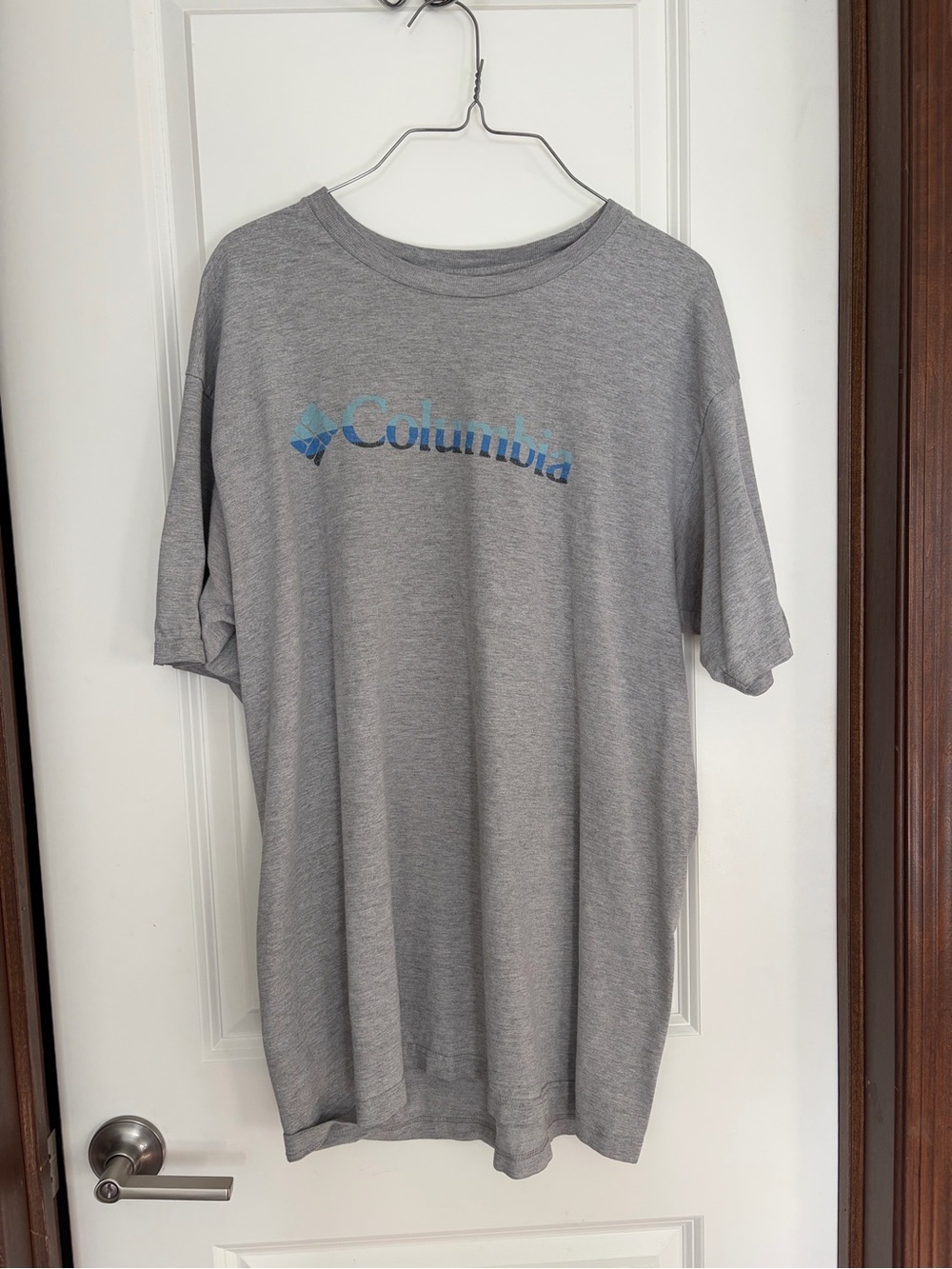 Columbia Gray Short Sleeve Logo Tee with Blue Logo